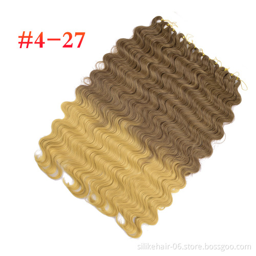 Hot Ombre Blonde Brown Pre-feathered Hybrid Water Wave Braids 3x Body Ocean Wave For Bulk Braiding Synthetic Hair Extensions